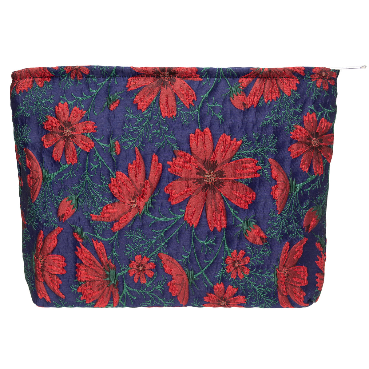 Flat Makeup Bag for Women,Zipper Cosmetic Pouch for Purse,Strawberry Beige