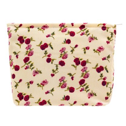 Flat Makeup Bag for Women,Zipper Cosmetic Pouch for Purse,Strawberry Beige