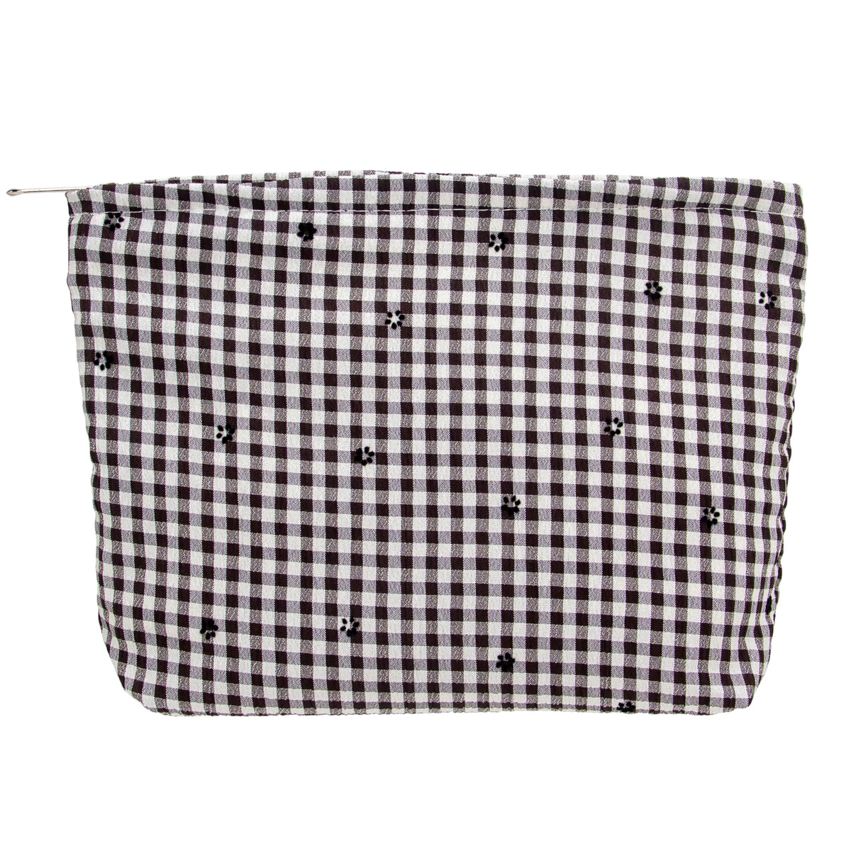 Flat Makeup Bag for Women,Zipper Cosmetic Pouch for Purse,Strawberry Beige