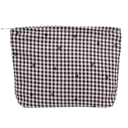 Flat Makeup Bag for Women,Zipper Cosmetic Pouch for Purse,Strawberry Beige