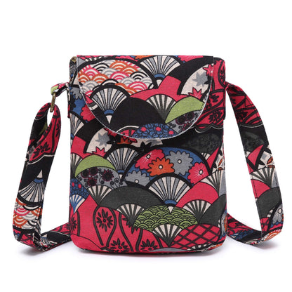 OPQRSTU Women's Retro Small Size Canvas Shoulder Bag Hippie Boho Crossbody Handbag