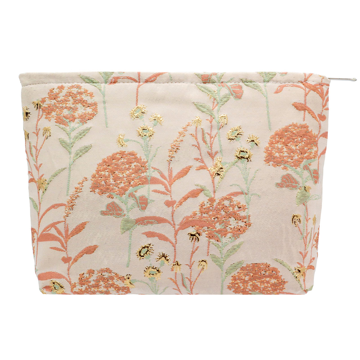 Flat Makeup Bag for Women,Zipper Cosmetic Pouch for Purse,Strawberry Beige