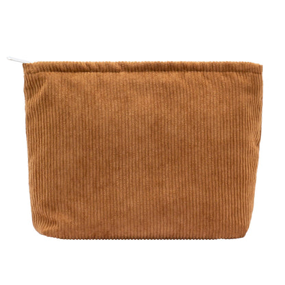 Flat Makeup Bag for Women,Zipper Cosmetic Pouch for Purse,Strawberry Beige
