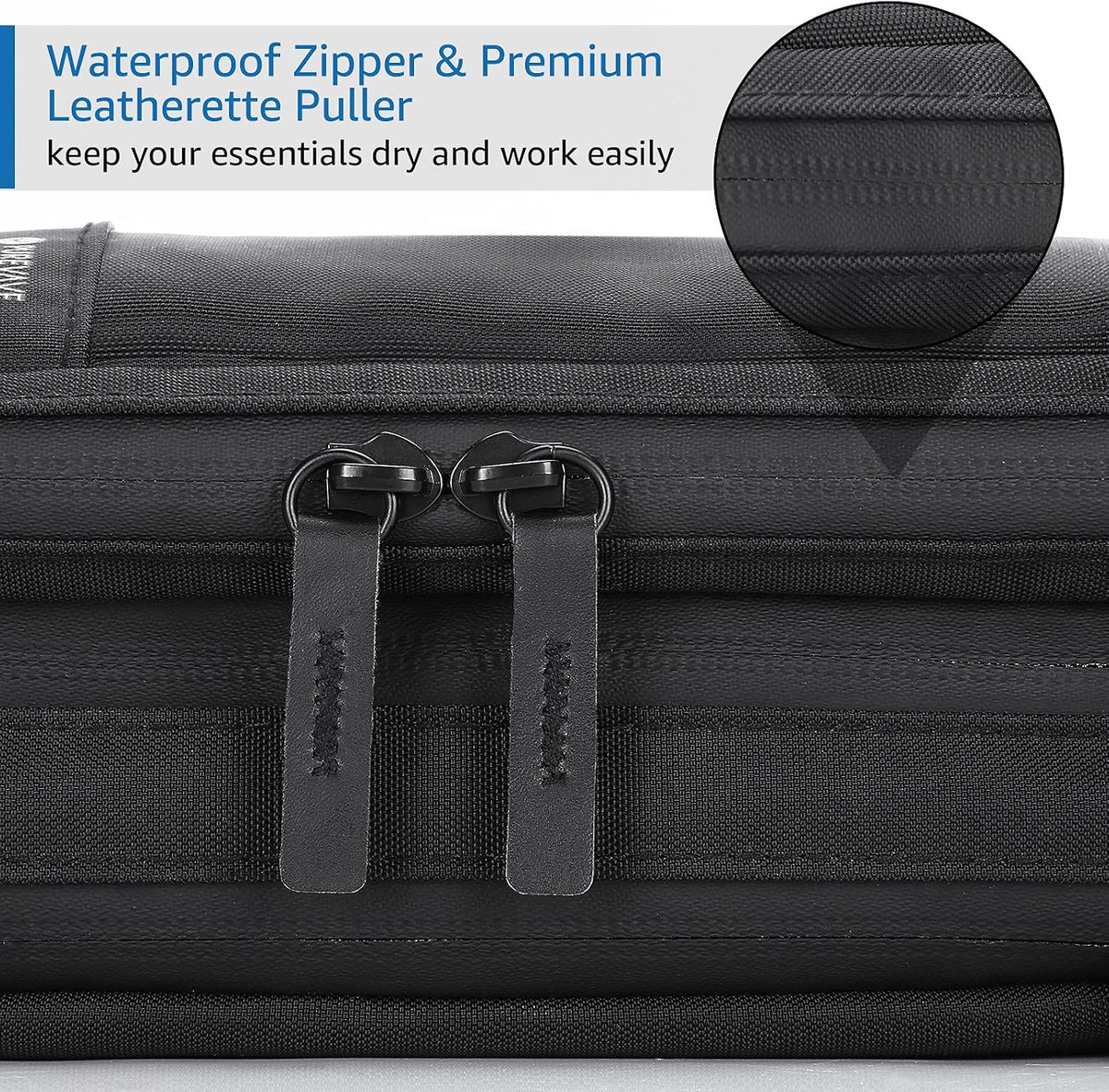 Purevave Compact Mens Toiletry Travel Bag Hanging, Mens Dopp Kit for Travel Waterproof, Wash Pouch Black