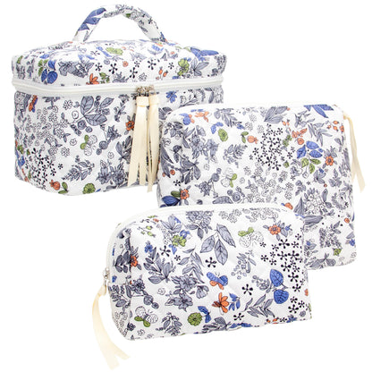 Quilted Makeup Bag for Women, Travel Cosmetic&Toiletry Bag,Gauze Heart