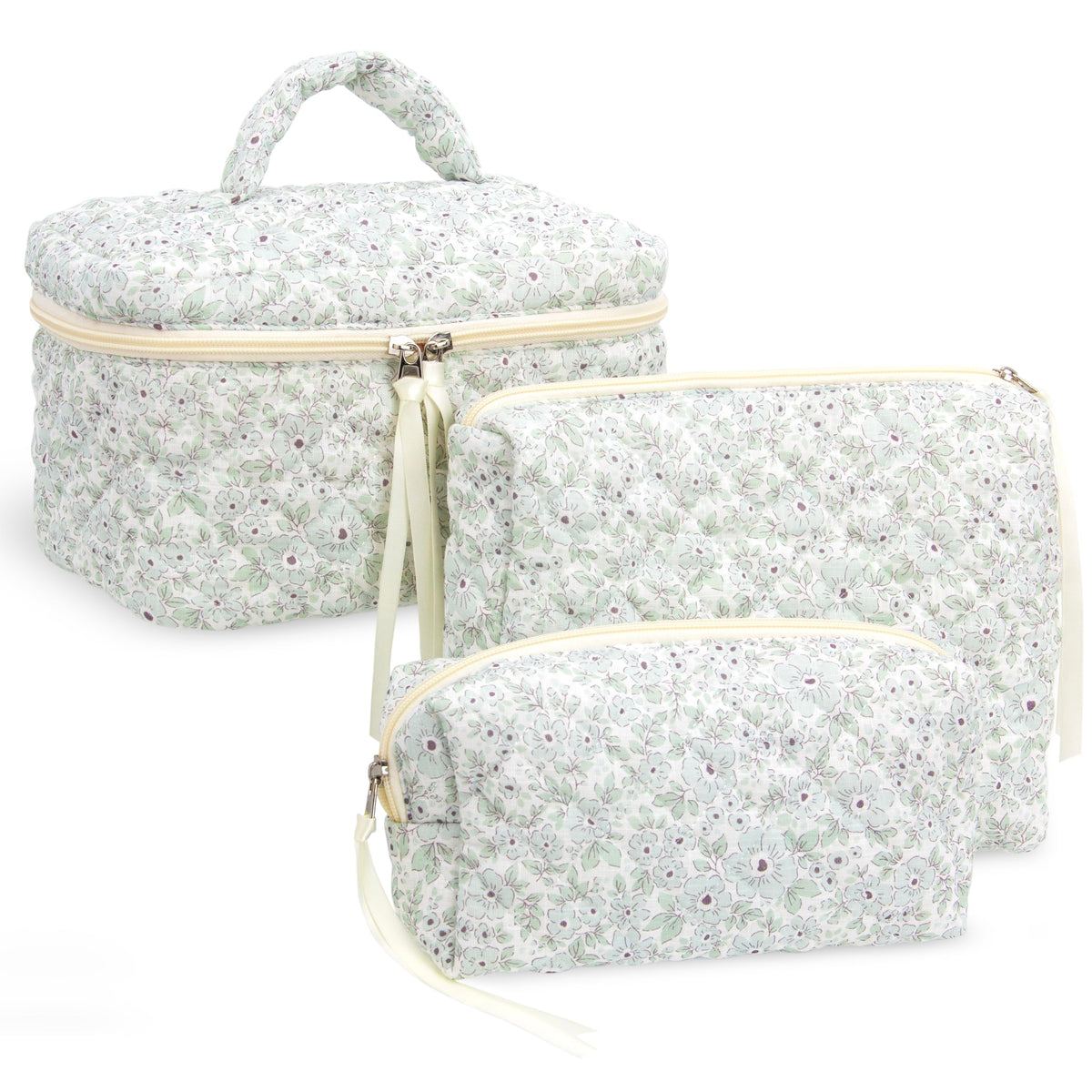 Quilted Makeup Bag for Women, Travel Cosmetic&Toiletry Bag,Gauze Heart