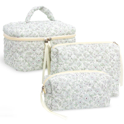 Quilted Makeup Bag for Women, Travel Cosmetic&Toiletry Bag,Gauze Heart