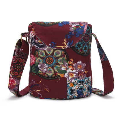 OPQRSTU Women's Retro Small Size Canvas Shoulder Bag Hippie Boho Crossbody Handbag