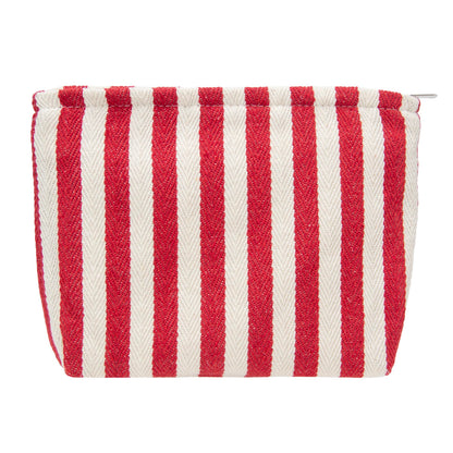 Flat Makeup Bag for Women,Zipper Cosmetic Pouch for Purse,Strawberry Beige