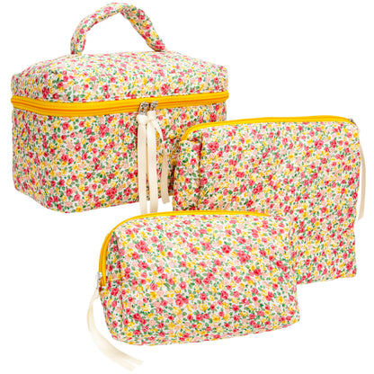 Quilted Makeup Bag for Women, Travel Cosmetic&Toiletry Bag,Gauze Heart