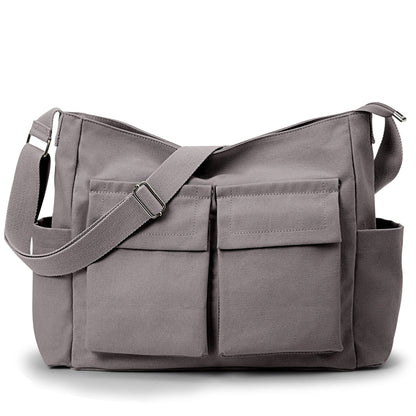 KALIDI Canvas Tote Bag Zipper Large Crossbody Shoulder Bag Messenger Bag