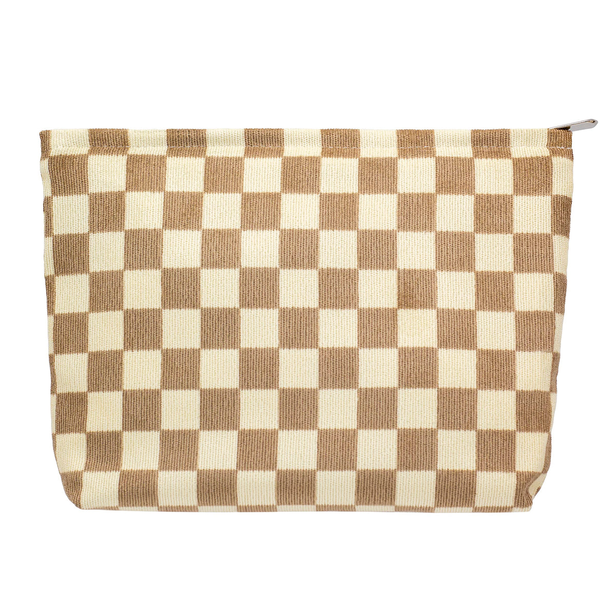 Flat Makeup Bag for Women,Zipper Cosmetic Pouch for Purse,Strawberry Beige