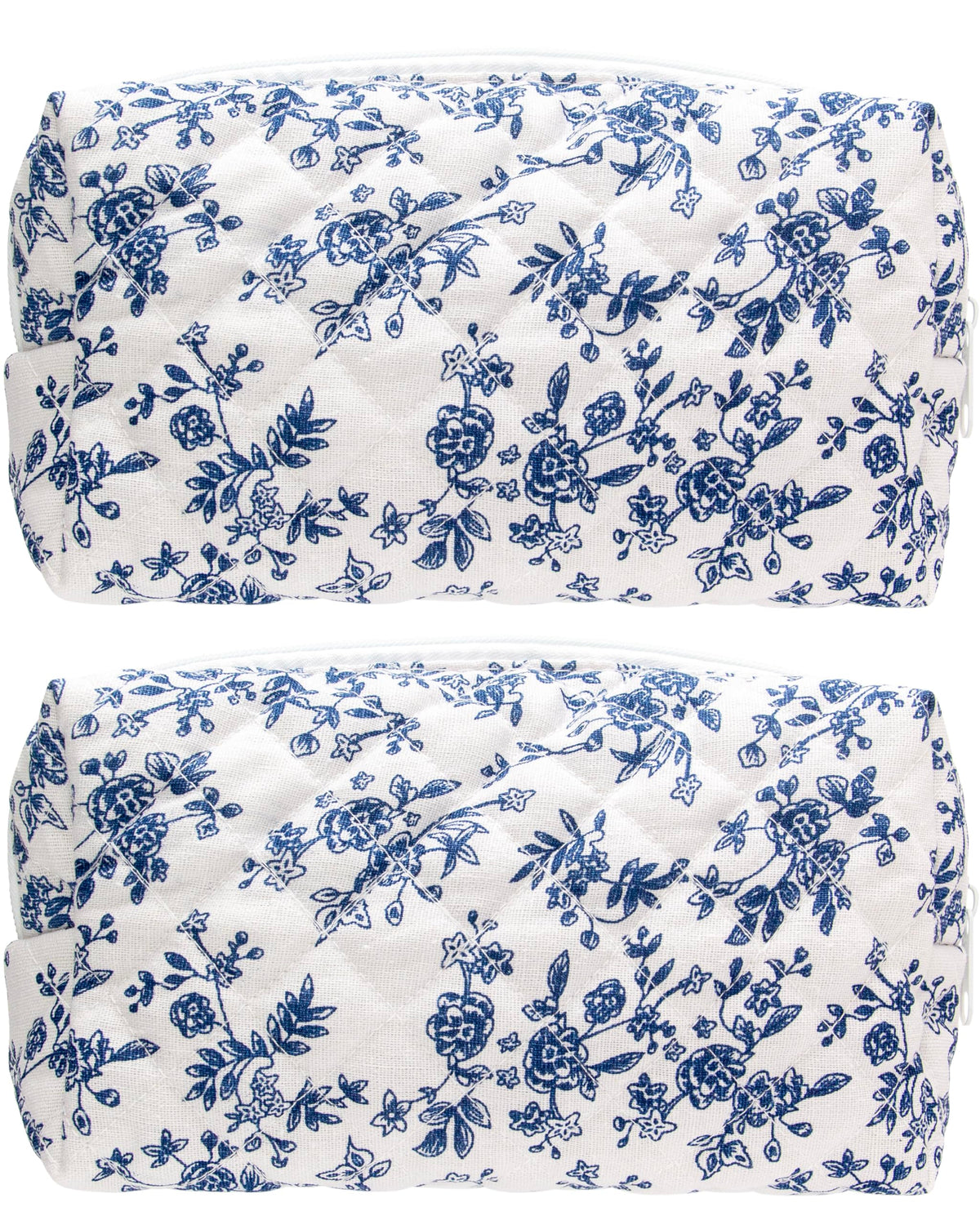 PAZIMIIK Small Quilted Makeup Bag,Zipper Cosmetic Pouch,Grey Floral