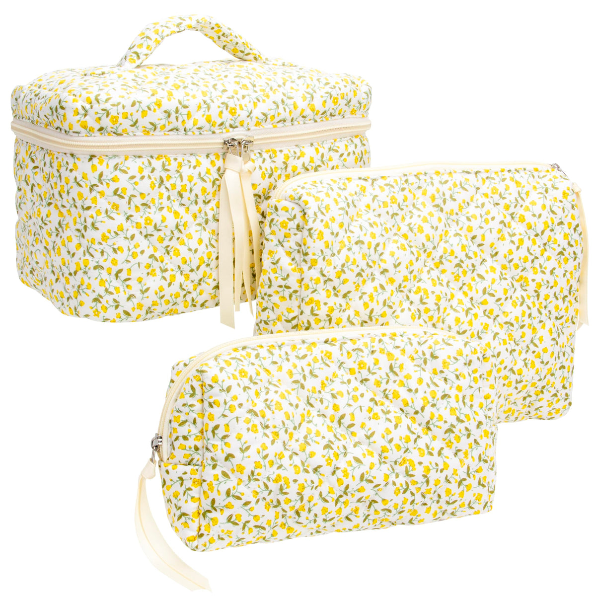 Quilted Makeup Bag for Women, Travel Cosmetic&Toiletry Bag,Gauze Heart