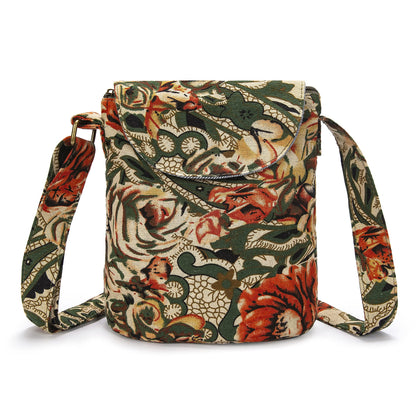OPQRSTU Women's Retro Small Size Canvas Shoulder Bag Hippie Boho Crossbody Handbag