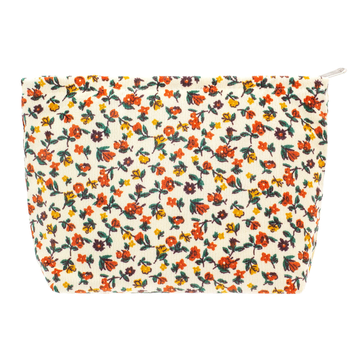 Flat Makeup Bag for Women,Zipper Cosmetic Pouch for Purse,Strawberry Beige