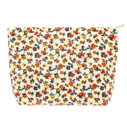 Flat Makeup Bag for Women,Zipper Cosmetic Pouch for Purse,Strawberry Beige
