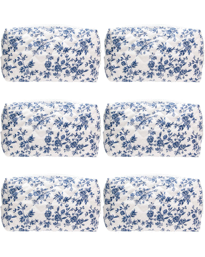 PAZIMIIK Small Quilted Makeup Bag,Zipper Cosmetic Pouch,Grey Floral