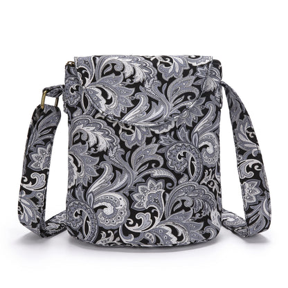OPQRSTU Women's Retro Small Size Canvas Shoulder Bag Hippie Boho Crossbody Handbag