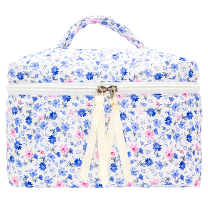 Quilted Makeup Bag for Women, Travel Cosmetic&Toiletry Bag,Gauze Heart