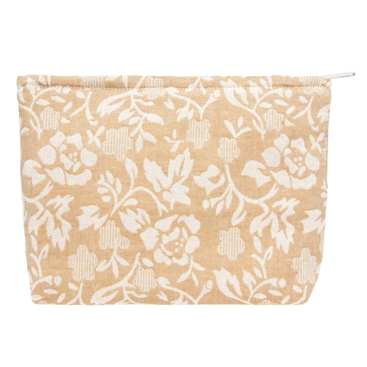 Flat Makeup Bag for Women,Zipper Cosmetic Pouch for Purse,Strawberry Beige