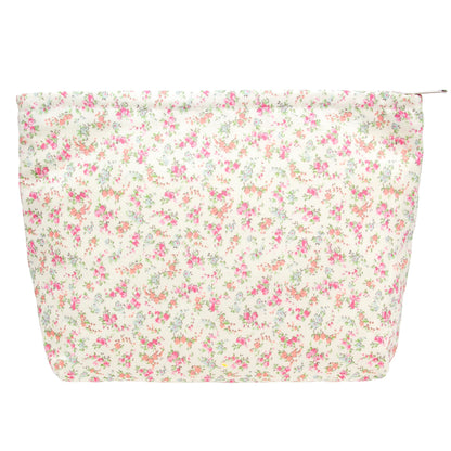 Flat Makeup Bag for Women,Zipper Cosmetic Pouch for Purse,Strawberry Beige