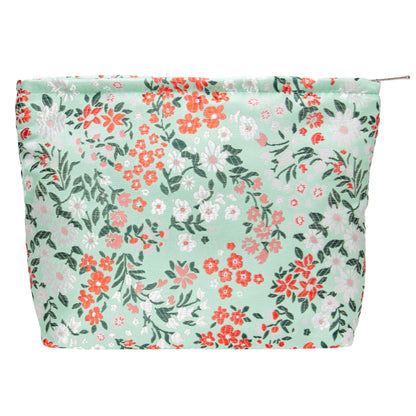 Flat Makeup Bag for Women,Zipper Cosmetic Pouch for Purse,Strawberry Beige