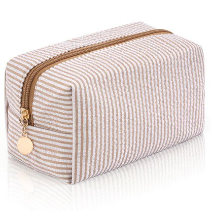 Makeup Bag Travel Toiletry Bag for Women, Small Cosmetic Bags Cute Quilted Cotton Makeup Pouch for Purse Emergency Bag Pencil Case Accessory Bag, Pastel Pink