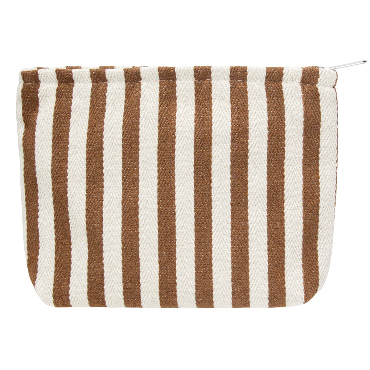 Flat Makeup Bag for Women,Zipper Cosmetic Pouch for Purse,Strawberry Beige