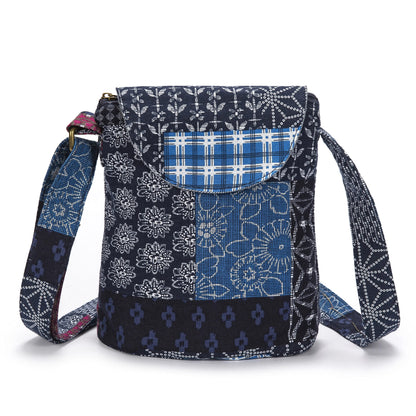 OPQRSTU Women's Retro Small Size Canvas Shoulder Bag Hippie Boho Crossbody Handbag
