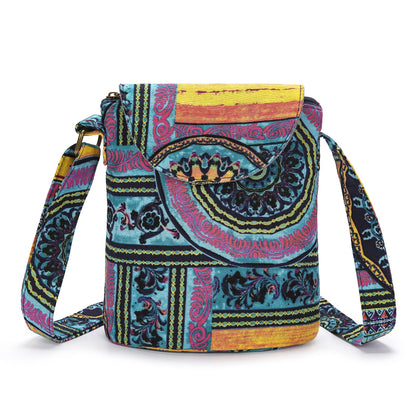OPQRSTU Women's Retro Small Size Canvas Shoulder Bag Hippie Boho Crossbody Handbag