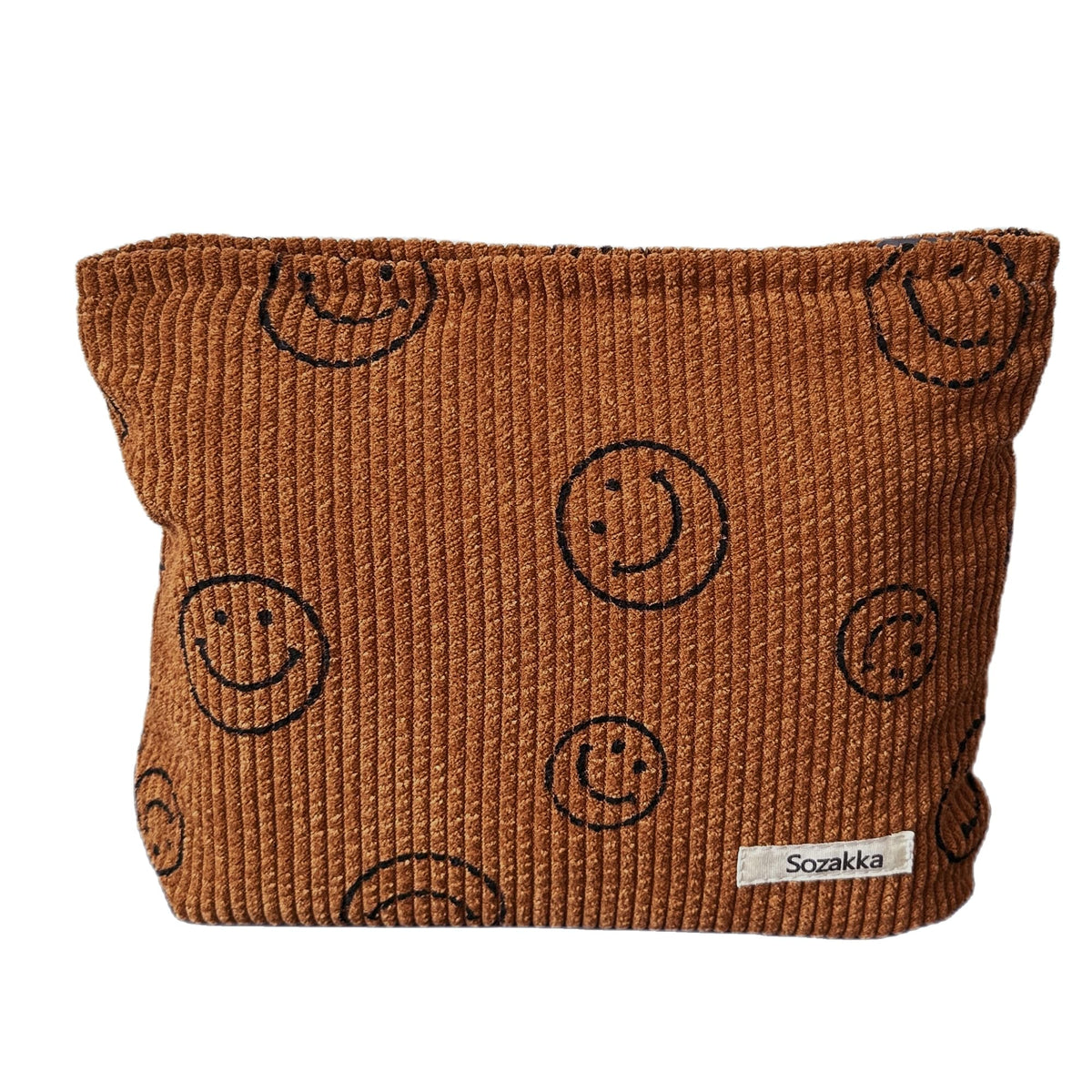 Cosmetic Bags for Women - Corduroy Cosmetic Bag Aesthetic Women Handbags Purses Smile Dots Makeup Organizer Storage Makeup Bag Girls Case Bags (A-Beige)