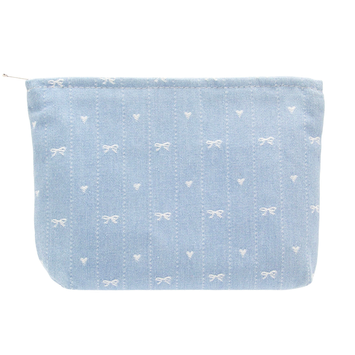 Flat Makeup Bag for Women,Zipper Cosmetic Pouch for Purse,Strawberry Beige