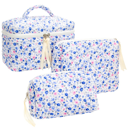 Quilted Makeup Bag for Women, Travel Cosmetic&Toiletry Bag,Gauze Heart