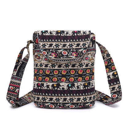 OPQRSTU Women's Retro Small Size Canvas Shoulder Bag Hippie Boho Crossbody Handbag
