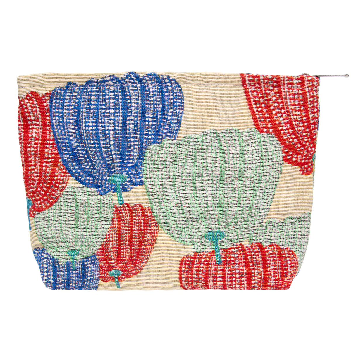 Flat Makeup Bag for Women,Zipper Cosmetic Pouch for Purse,Strawberry Beige