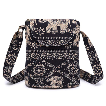 OPQRSTU Women's Retro Small Size Canvas Shoulder Bag Hippie Boho Crossbody Handbag
