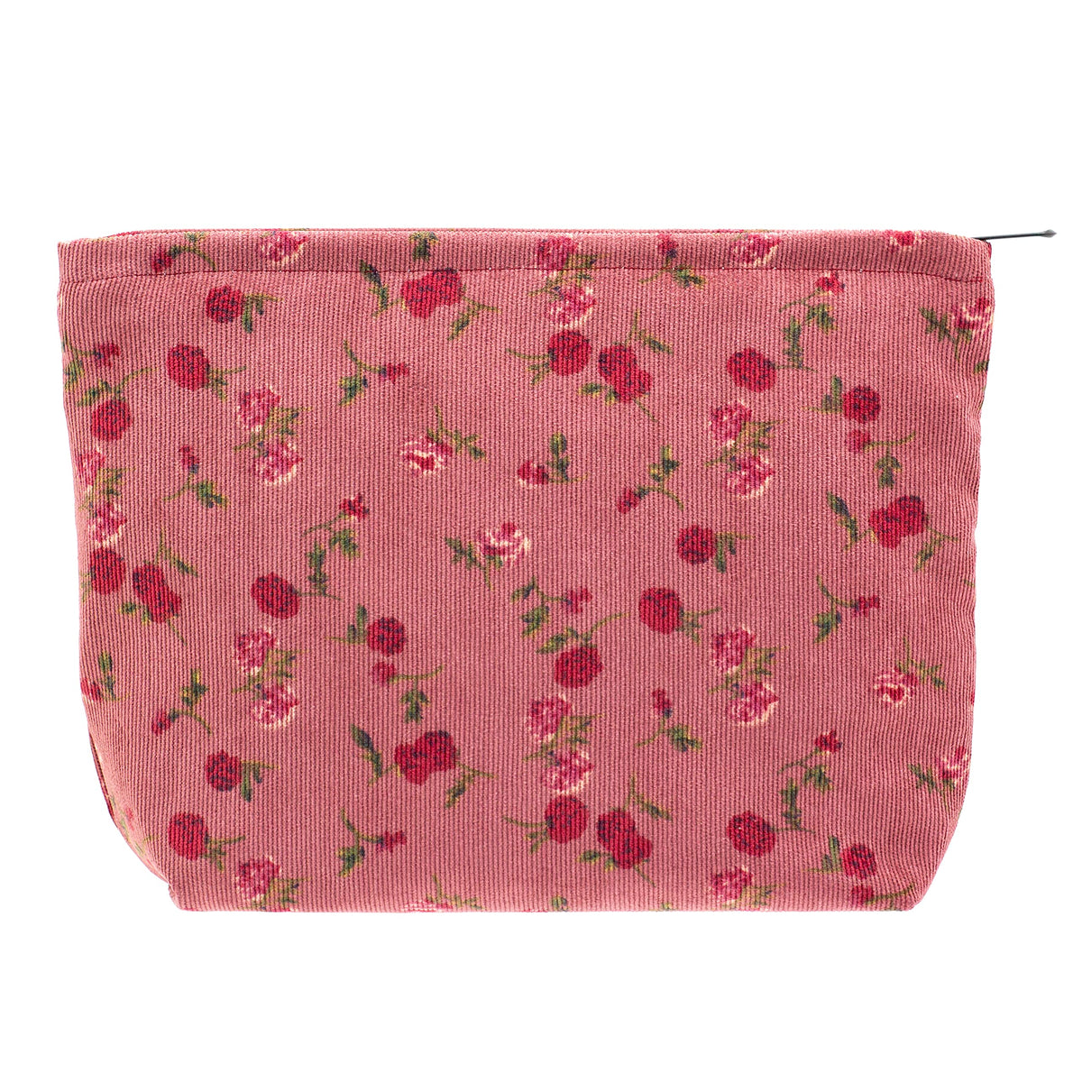 Flat Makeup Bag for Women,Zipper Cosmetic Pouch for Purse,Strawberry Beige