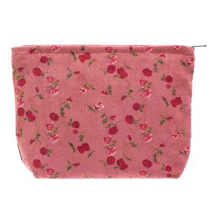 Flat Makeup Bag for Women,Zipper Cosmetic Pouch for Purse,Strawberry Beige