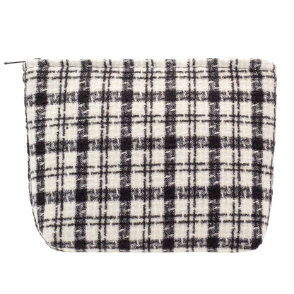 Flat Makeup Bag for Women,Zipper Cosmetic Pouch for Purse,Strawberry Beige