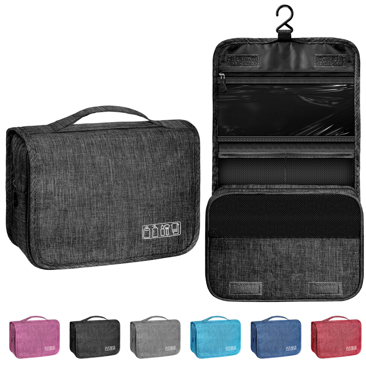 Toiletry Bag Travel Bag with Hanging Hook, Waterproof Shower Bathroom Hanging Toiletry Bag for Men Women,Small Multifunctional Makeup Cosmetic Bag,Portable Toiletries Bag Travel Organizer (Grey)